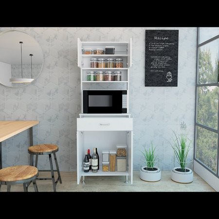 TUHOME Della 60 Kitchen Pantry with Countertop, Closed & Open Storage, White ALB4448